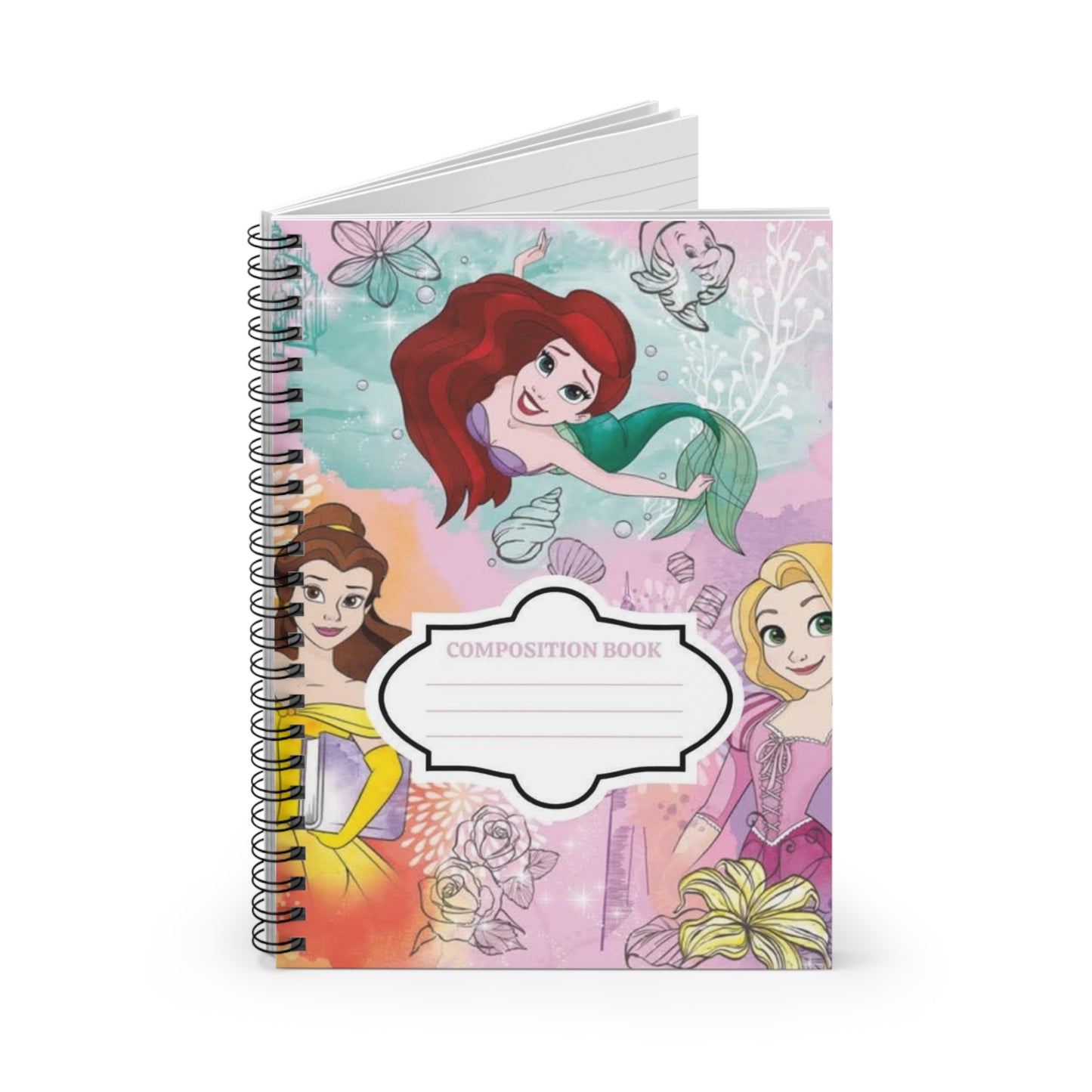 Princess Mermaid Spiral Notebook — Ruled Composition Book for Kids & School