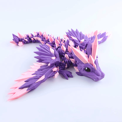 3D Printed Crystal Wing Baby Dragon Fidget Toy – Articulated Fantasy Desk Toy Gift