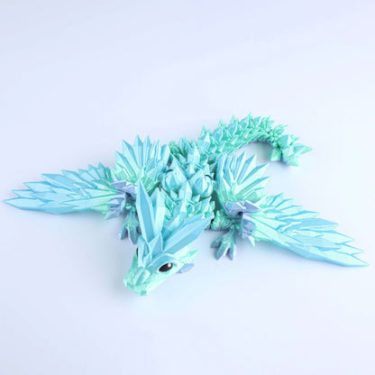 3D Printed Crystal Wing Baby Dragon Fidget Toy – Articulated Fantasy Desk Toy Gift