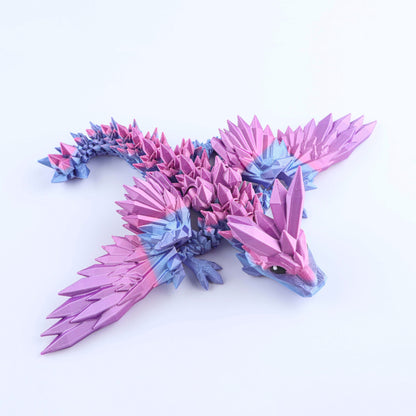 3D Printed Crystal Wing Baby Dragon Fidget Toy – Articulated Fantasy Desk Toy Gift