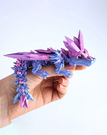 3D Printed Crystal Wing Baby Dragon Fidget Toy – Articulated Fantasy Desk Toy Gift
