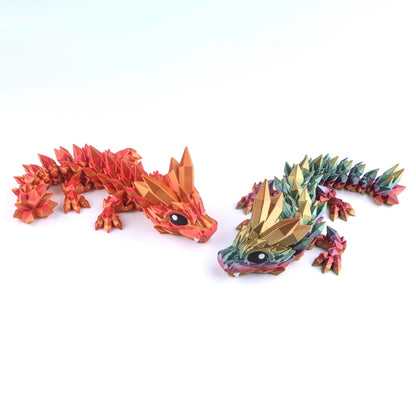 3D Printed Crystal Baby Dragon Fidget Toy – Articulated Fantasy Desk Toy Gift
