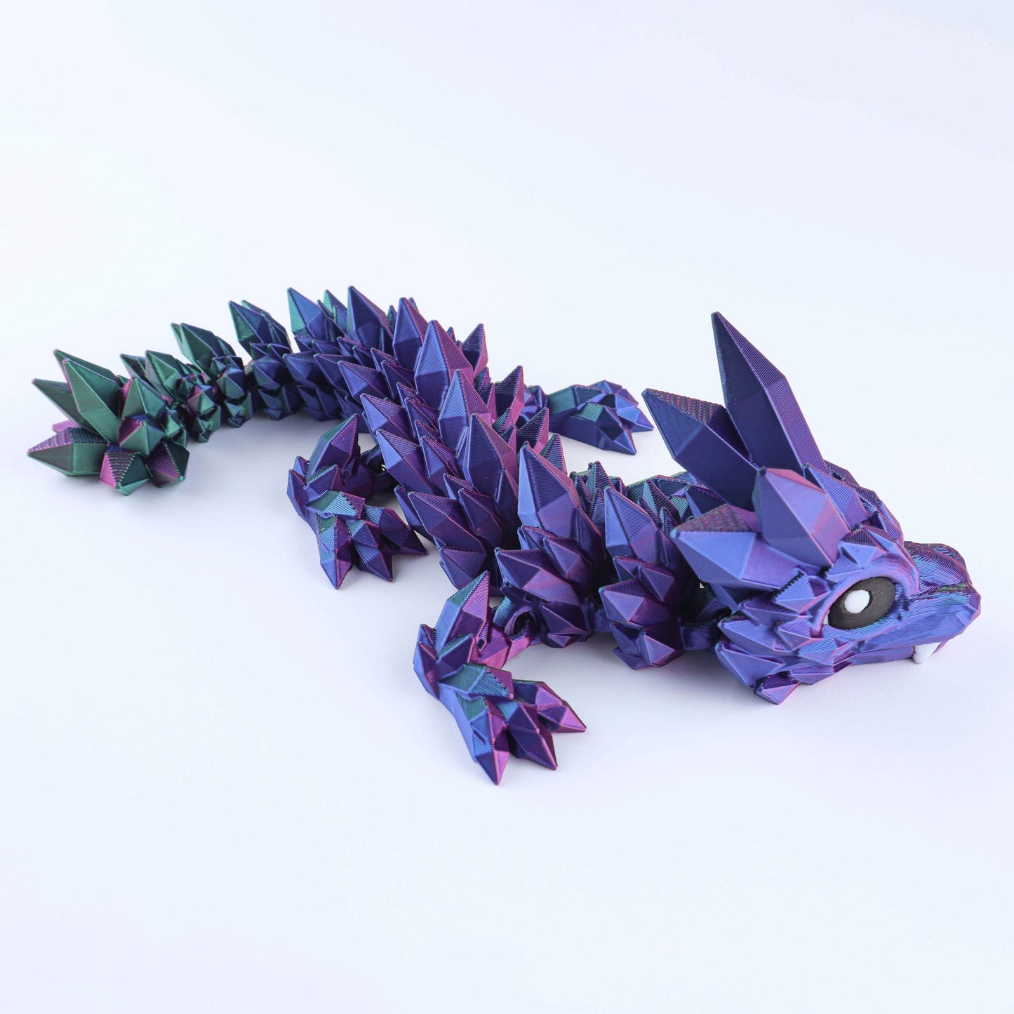 3D Printed Crystal Baby Dragon Fidget Toy – Articulated Fantasy Desk Toy Gift