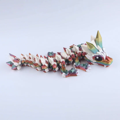 3D Printed Crystal Baby Dragon Fidget Toy – Articulated Fantasy Desk Toy Gift