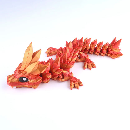 3D Printed Crystal Baby Dragon Fidget Toy – Articulated Fantasy Desk Toy Gift