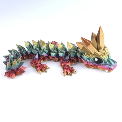 3D Printed Crystal Baby Dragon Fidget Toy – Articulated Fantasy Desk Toy Gift