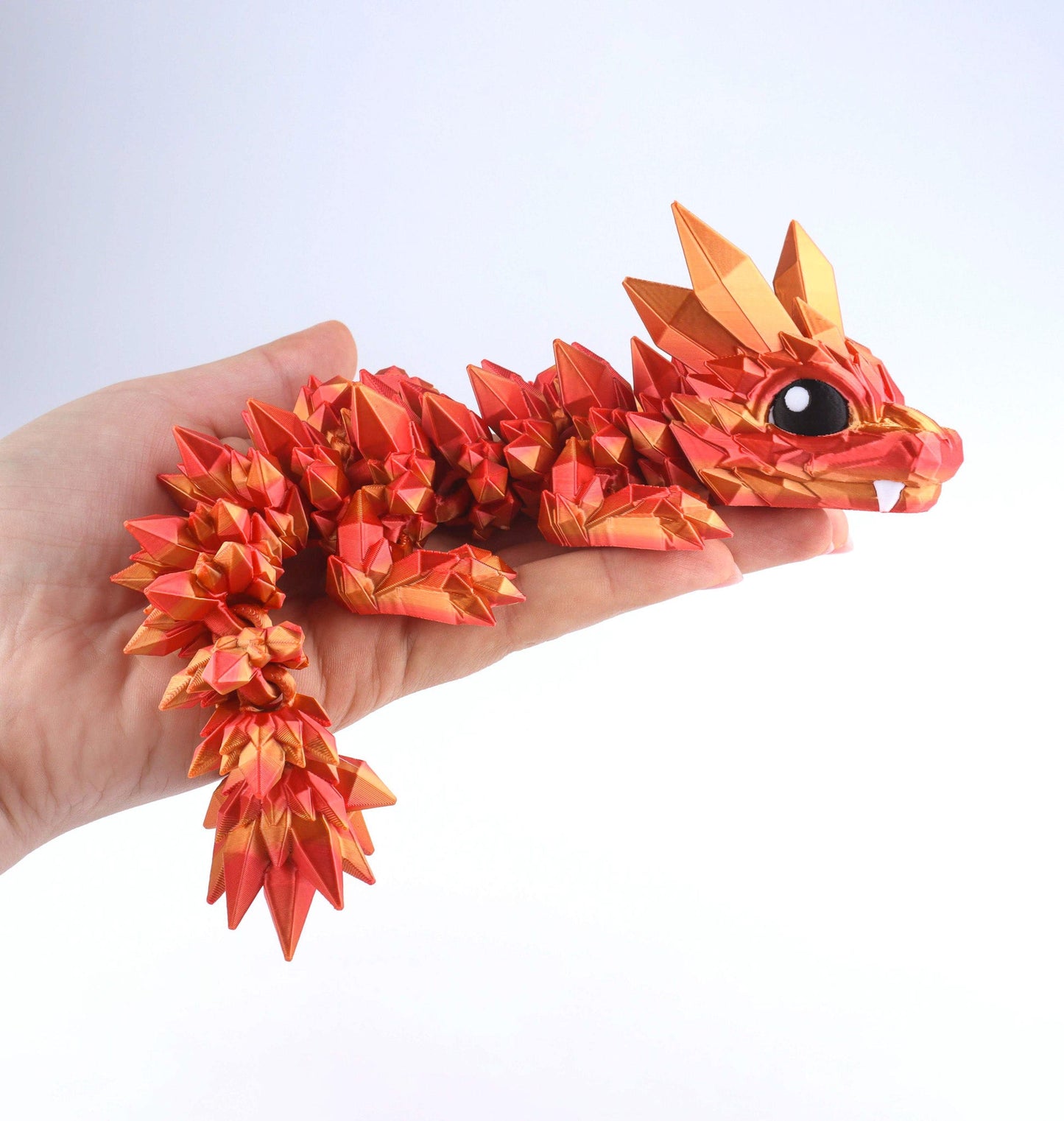 3D Printed Crystal Baby Dragon Fidget Toy – Articulated Fantasy Desk Toy Gift