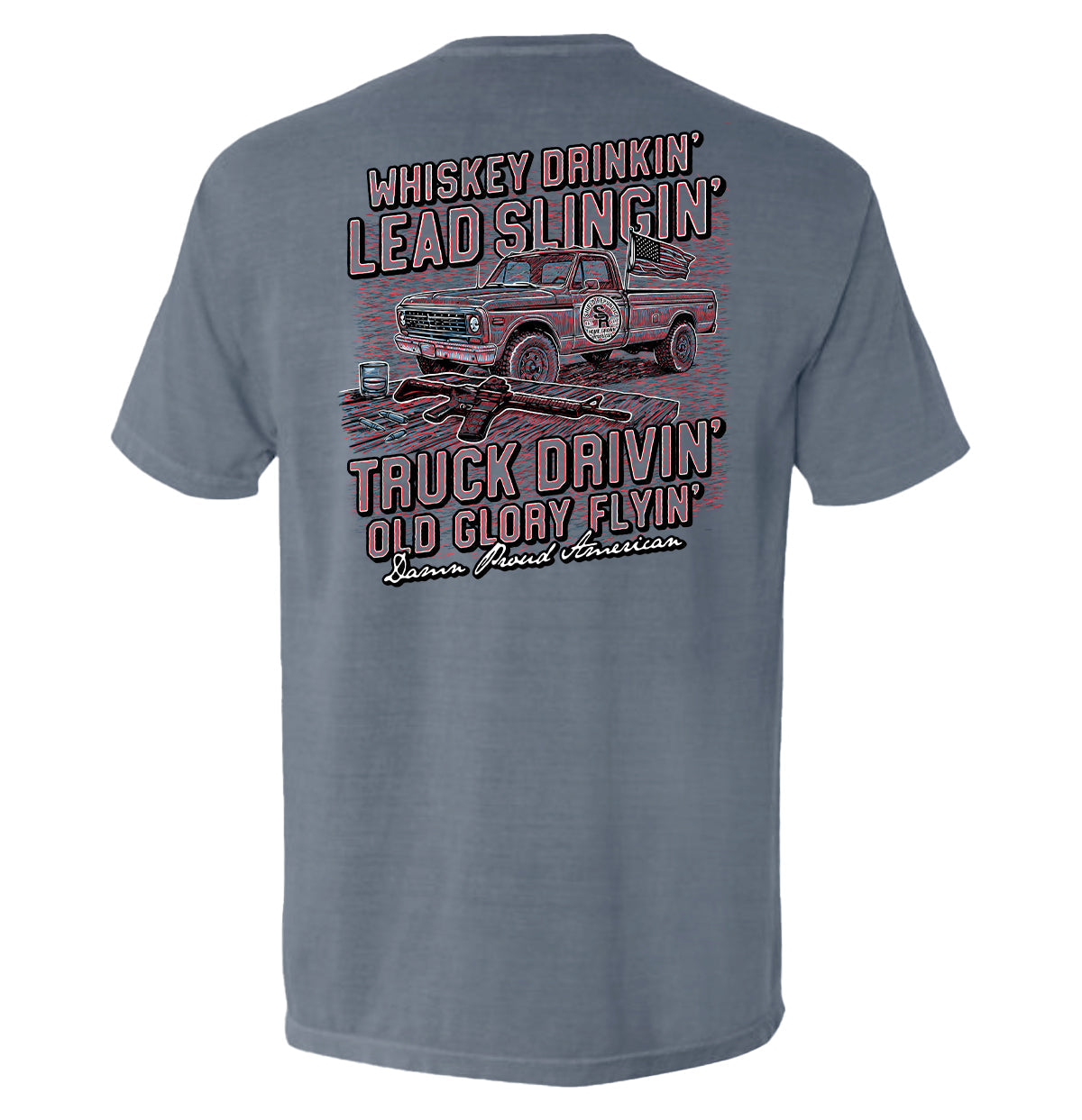 Damn Proud American Red White and Blue Graphic Tee
