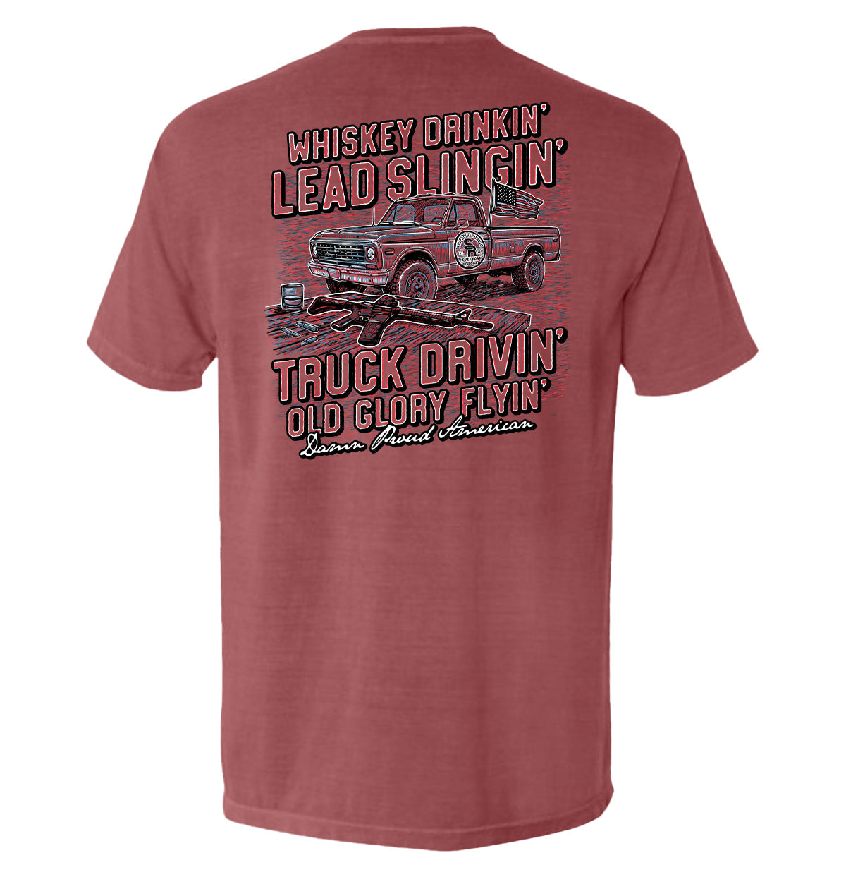 Damn Proud American Red White and Blue Graphic Tee