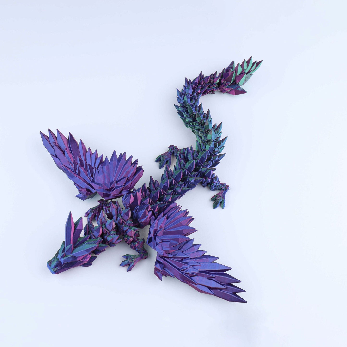 3D Printed Crystal Wing Dragon Fidget Toy – Articulated Fantasy Desk Toy Gift