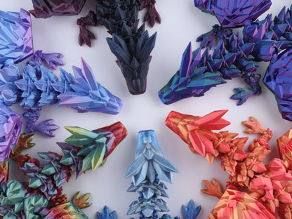 3D Printed Crystal Wing Dragon Fidget Toy – Articulated Fantasy Desk Toy Gift
