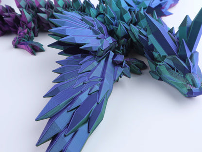 3D Printed Crystal Wing Dragon Fidget Toy – Articulated Fantasy Desk Toy Gift