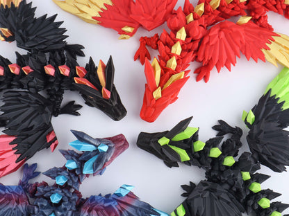 3D Printed Crystal Wing Dragon Fidget Toy – Articulated Fantasy Desk Toy Gift