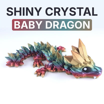 3D Printed Crystal Baby Dragon Fidget Toy – Articulated Fantasy Desk Toy Gift