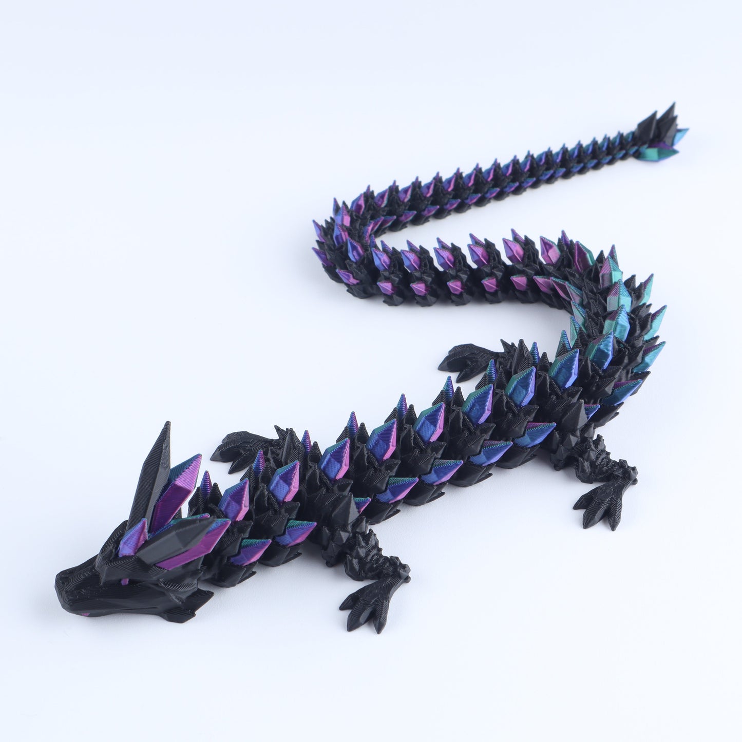 3D Printed Crystal Dragon Fidget Toy – Articulated Flexible Desk Toy Gift