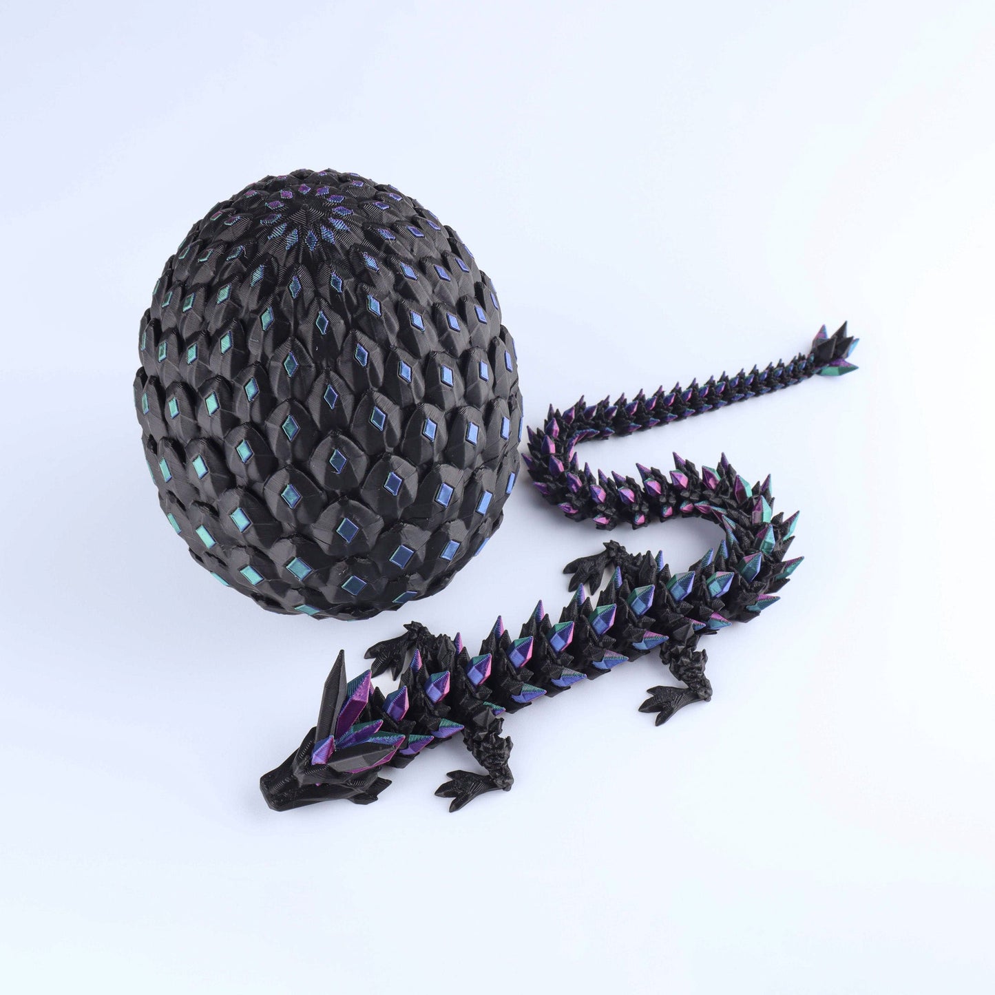 3D Printed Crystal Dragon Fidget Toy – Articulated Flexible Desk Toy Gift