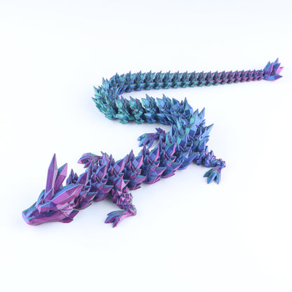 3D Printed Crystal Dragon Fidget Toy – Articulated Flexible Desk Toy Gift