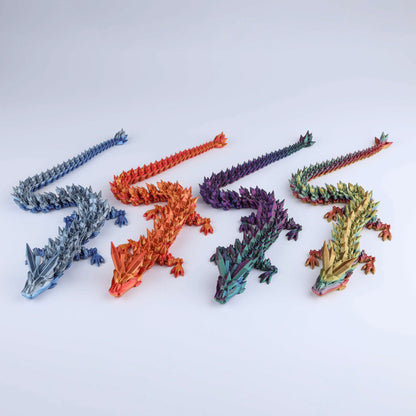 3D Printed Crystal Dragon Fidget Toy – Articulated Flexible Desk Toy Gift