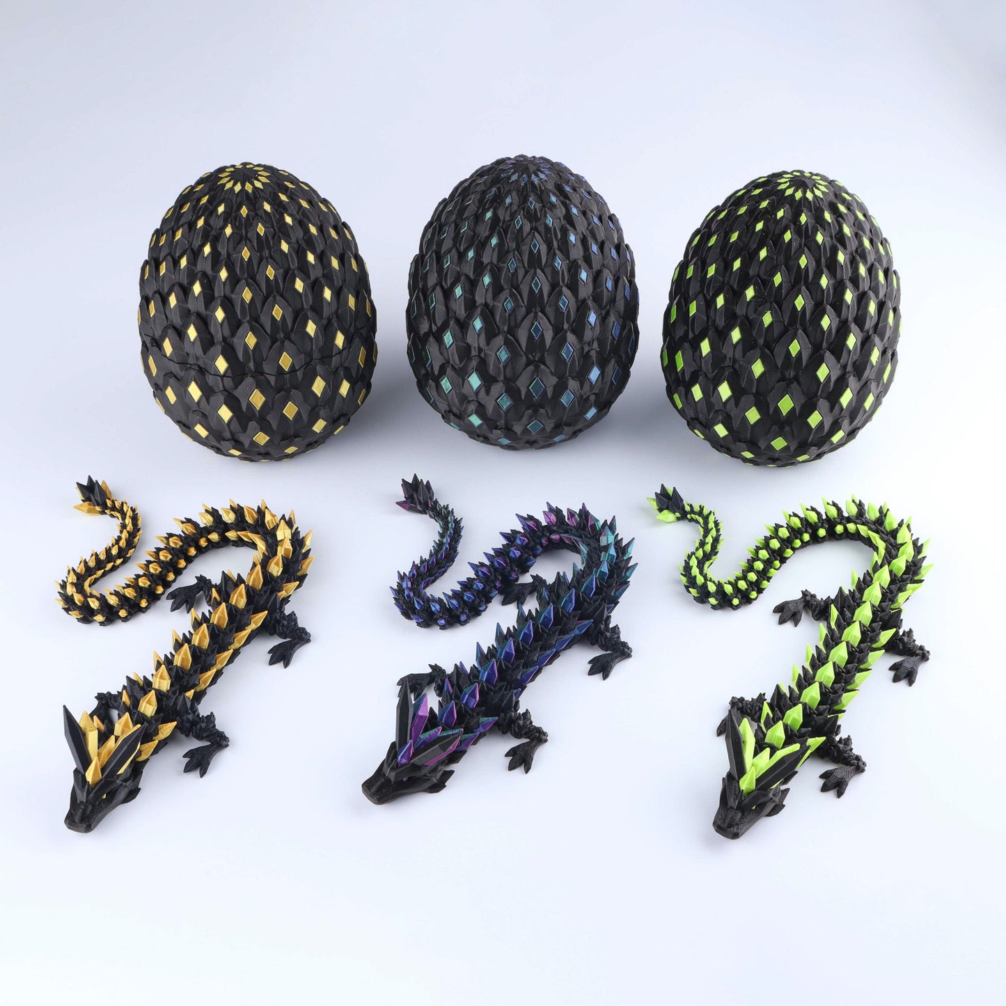 3D Printed Crystal Dragon Fidget Toy – Articulated Flexible Desk Toy Gift
