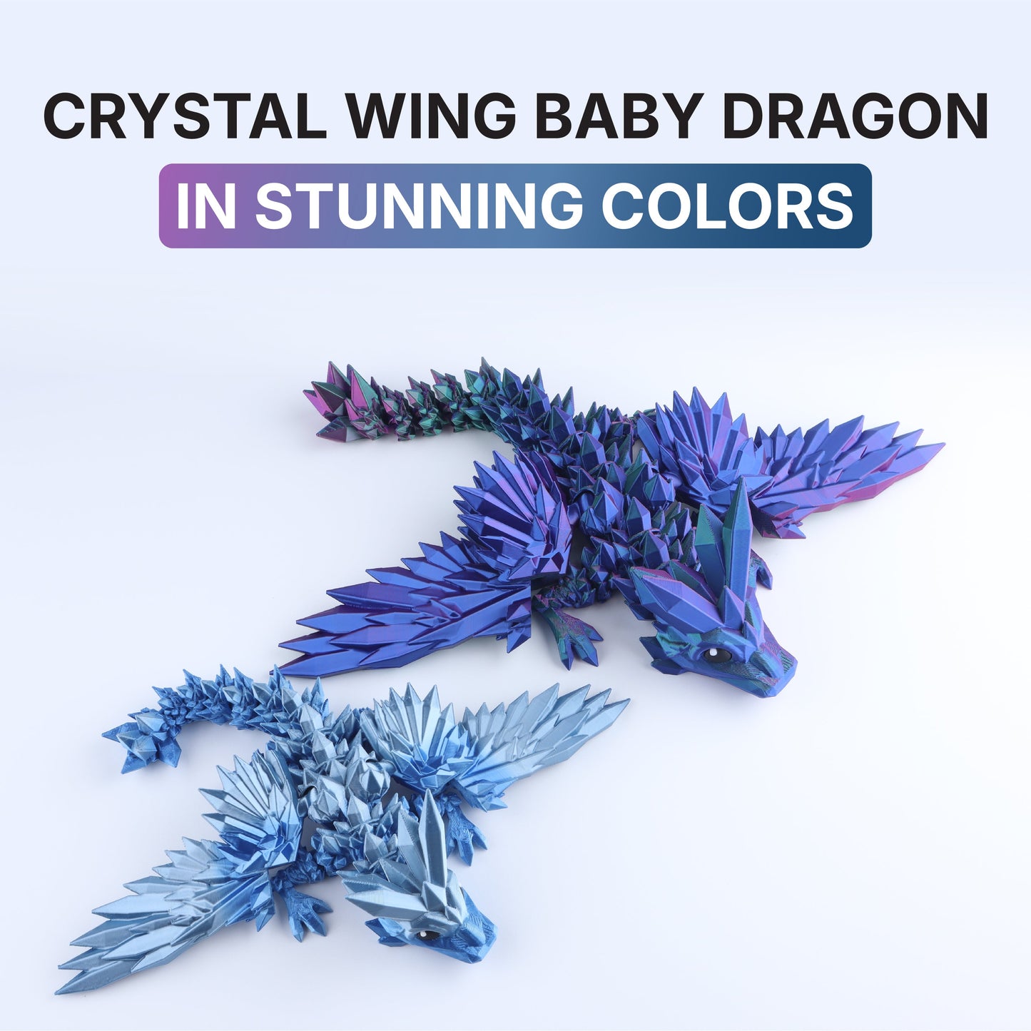 3D Printed Crystal Wing Baby Dragon Fidget Toy – Articulated Fantasy Desk Toy Gift