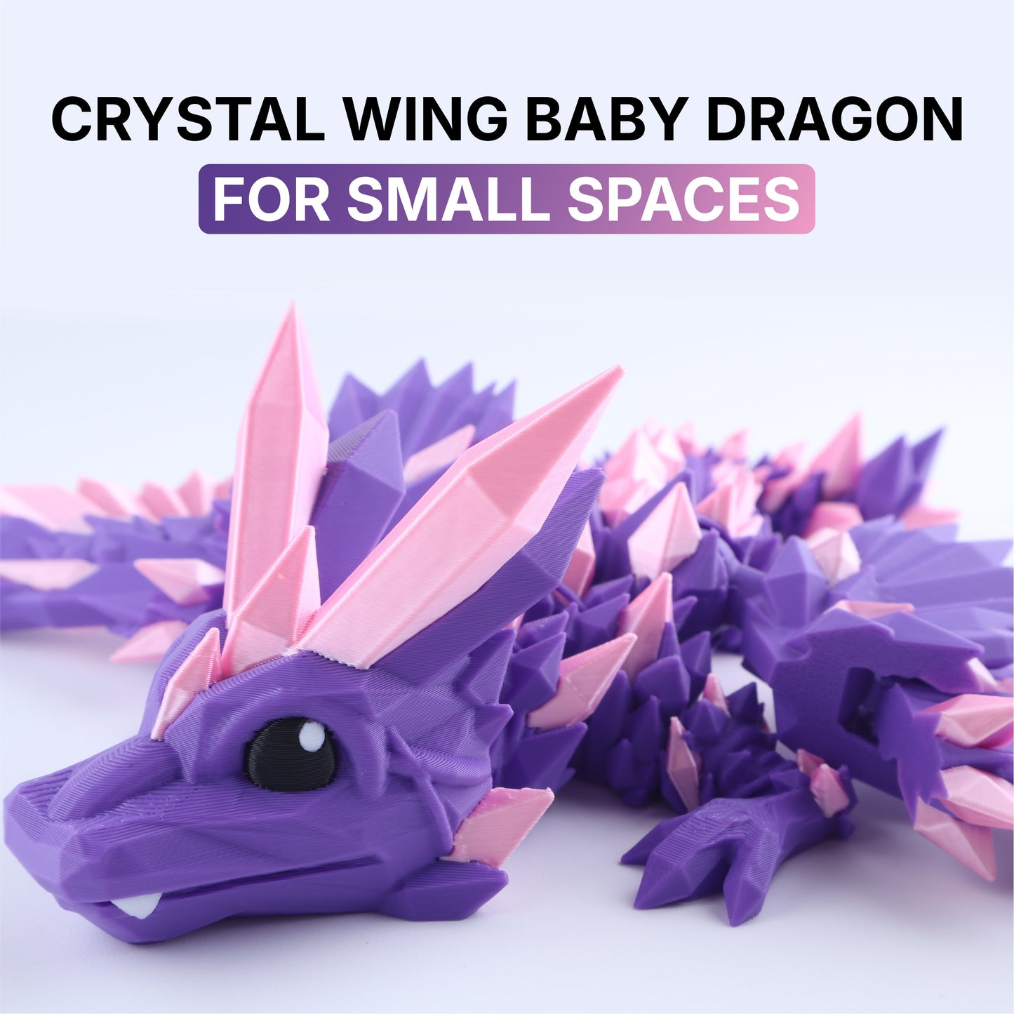 3D Printed Crystal Wing Baby Dragon Fidget Toy – Articulated Fantasy Desk Toy Gift