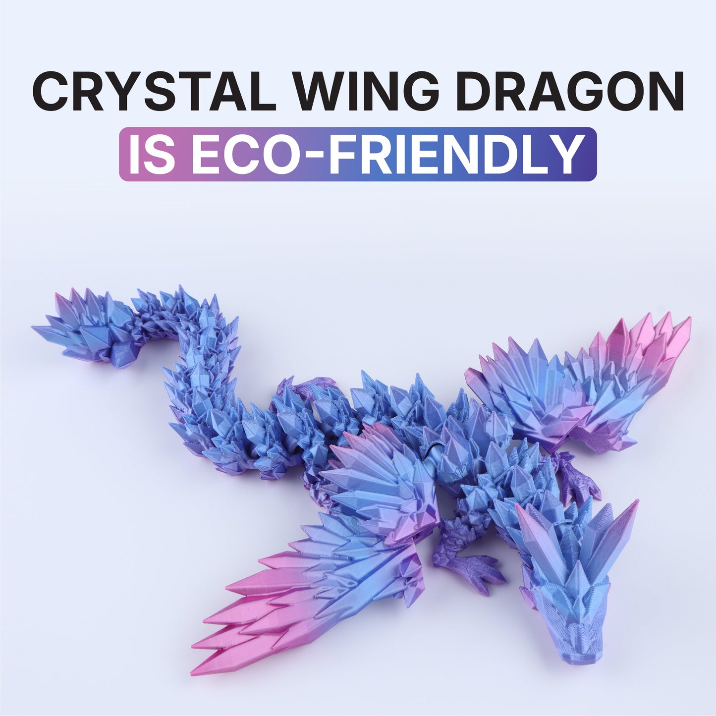 3D Printed Crystal Wing Dragon Fidget Toy – Articulated Fantasy Desk Toy Gift