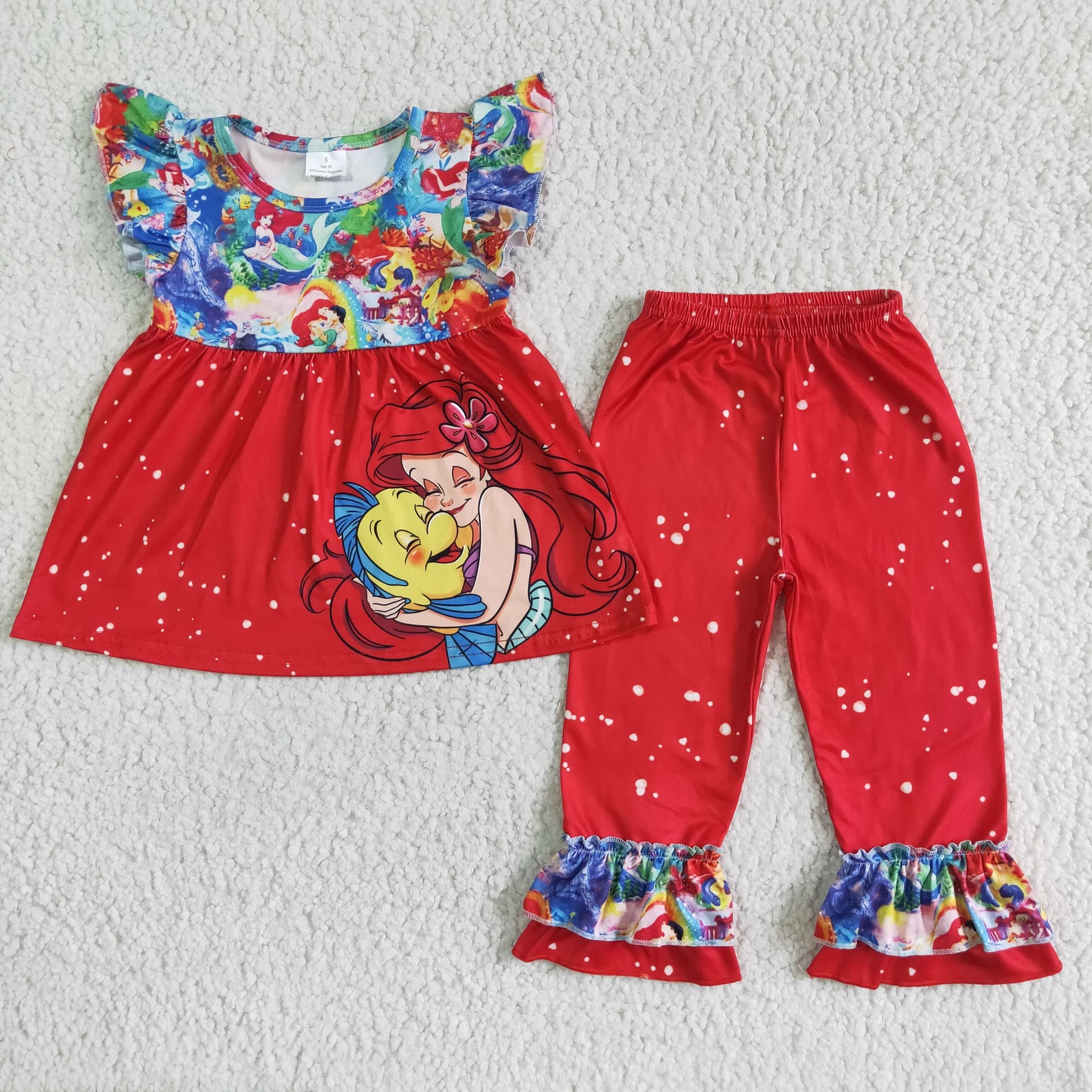 Ocean Princess Flutter Sleeve Ruffle Pants Set