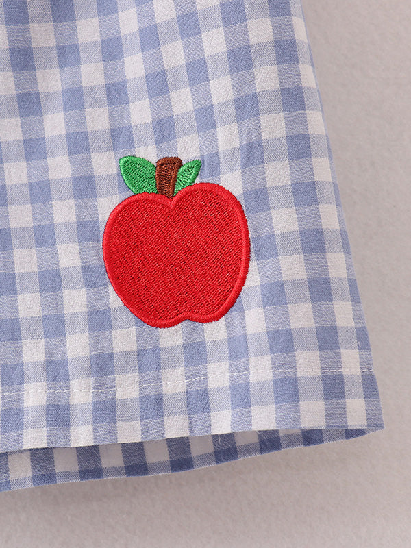✏️🍎 Boys’ Back to School Pencil & Apple Appliqué Plaid Shorts Set | School Outfit 🎒