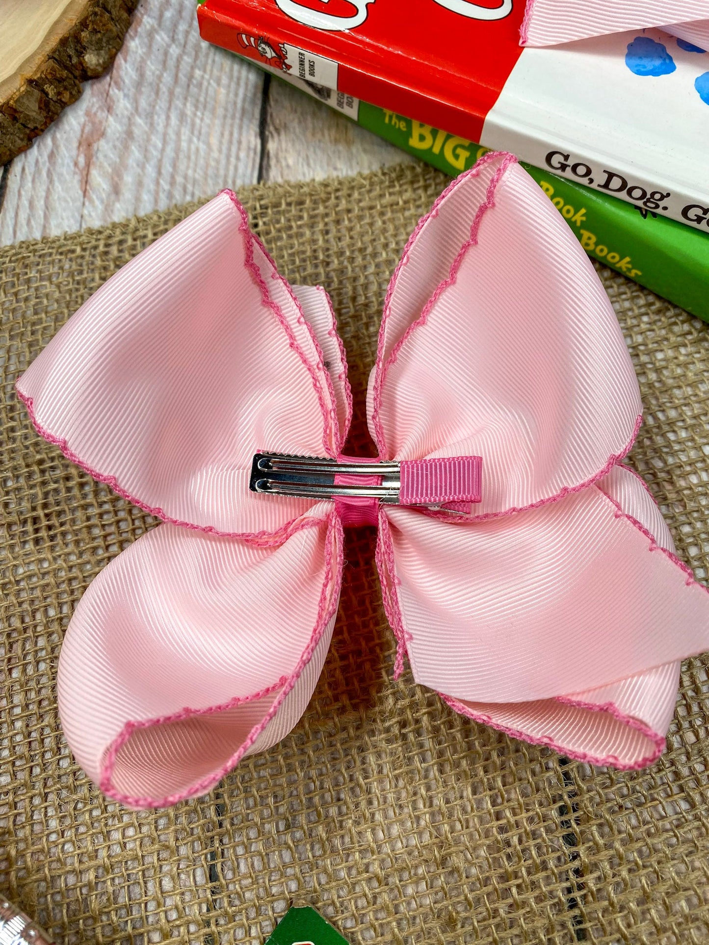 School Grade Embroidered Pencil Moonstitch Bow | Pre-K to 5th Grade