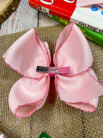 School Grade Embroidered Pencil Moonstitch Bow | Pre-K to 5th Grade