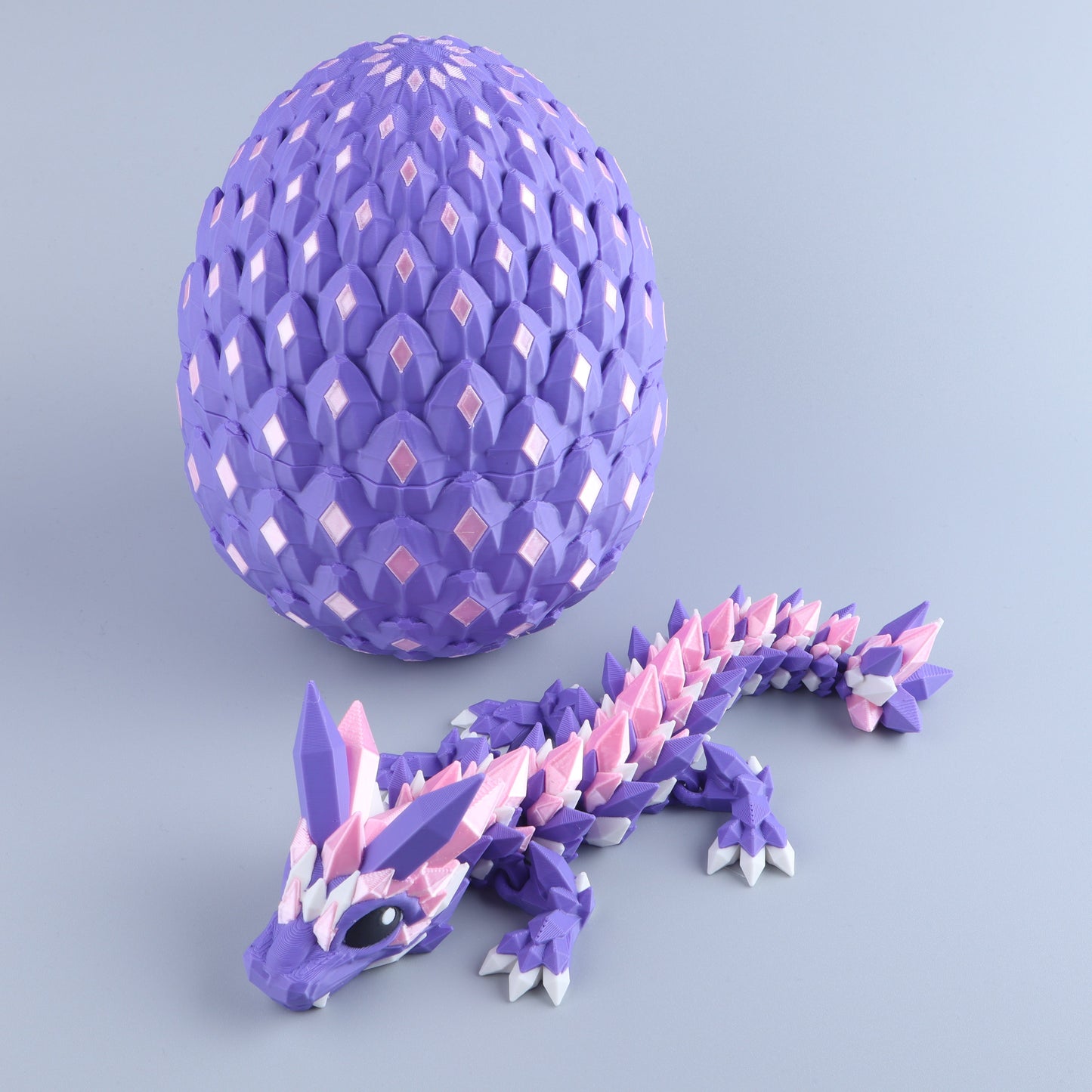 3D Printed Crystal Baby Dragon Fidget Toy – Articulated Fantasy Desk Toy Gift
