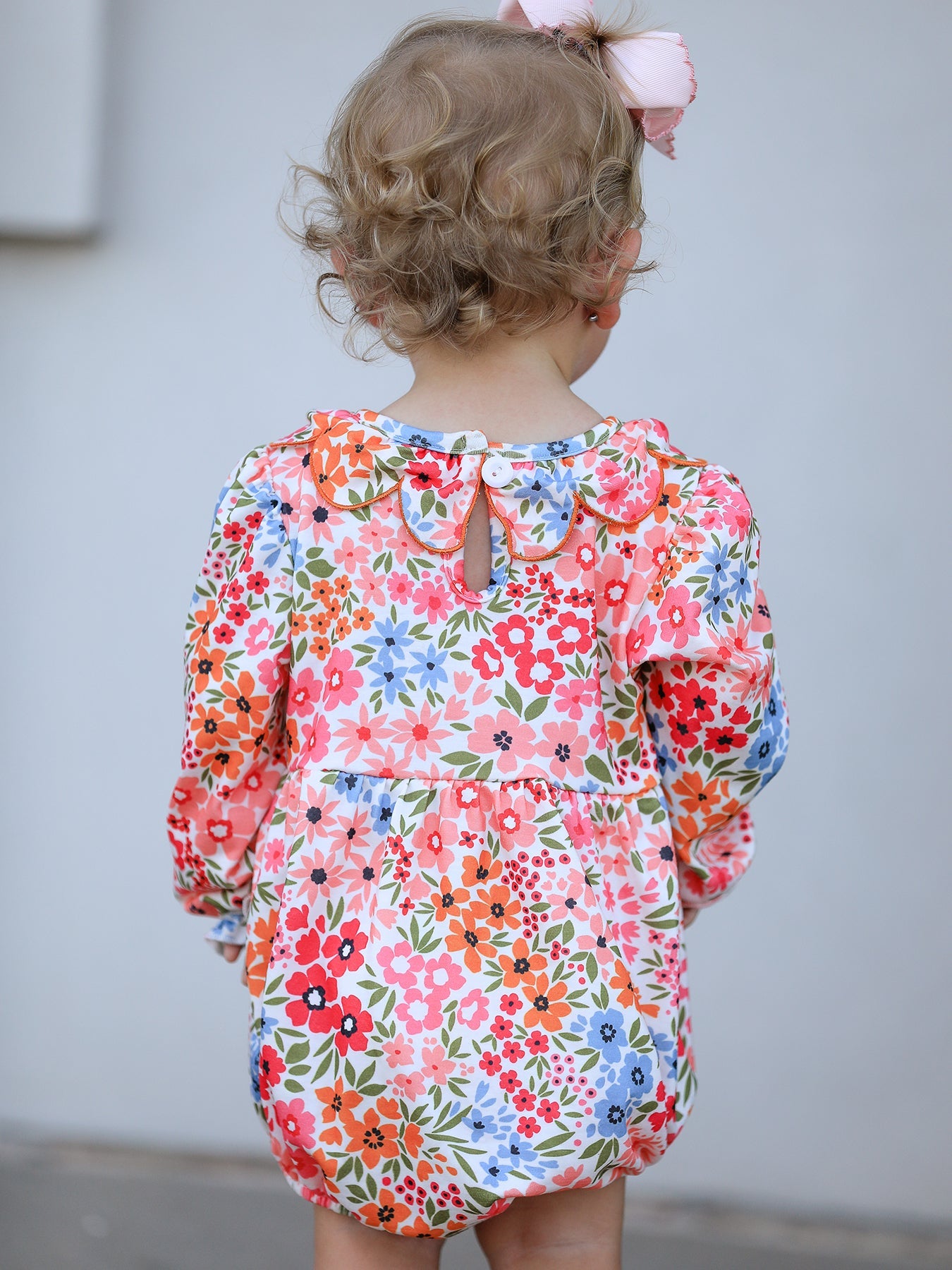🎃 Fall Halloween & Thanksgiving Pumpkin Bow Smock Embroidered Floral Baby Girl Romper | Boutique Autumn Holiday Outfit