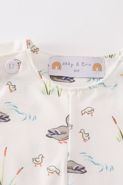 Sage Mallard Floral Jon Jon | Baby Boy Boutique Outfit | Floral Romper Shortall for Toddlers & Boys