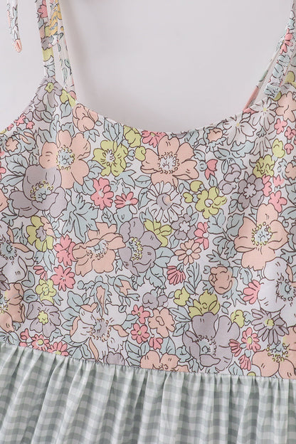 Sage Pastel Floral Harmony Gingham Mommy & Me Matching Dress Set | Mother Daughter Boutique Outfit