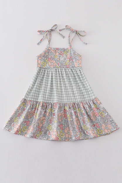 Sage Pastel Floral Harmony Gingham Mommy & Me Matching Dress Set | Mother Daughter Boutique Outfit