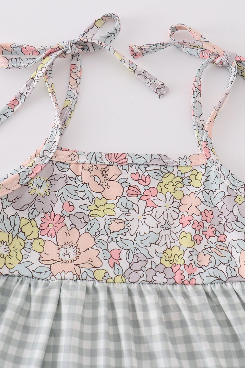 Sage Pastel Floral Harmony Gingham Mommy & Me Matching Dress Set | Mother Daughter Boutique Outfit