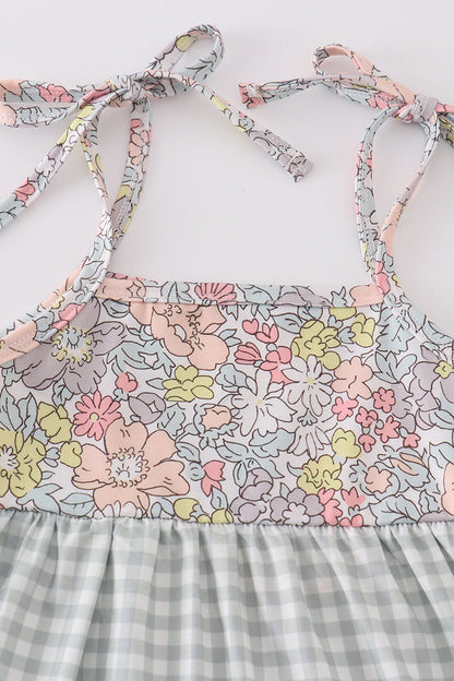 Sage Pastel Floral Harmony Gingham Mommy & Me Matching Dress Set | Mother Daughter Boutique Outfit