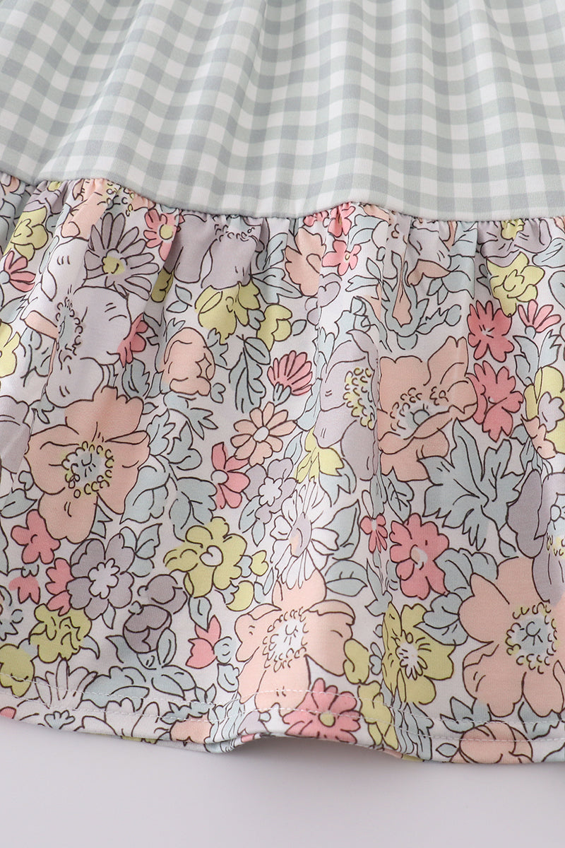 Sage Pastel Floral Harmony Gingham Mommy & Me Matching Dress Set | Mother Daughter Boutique Outfit