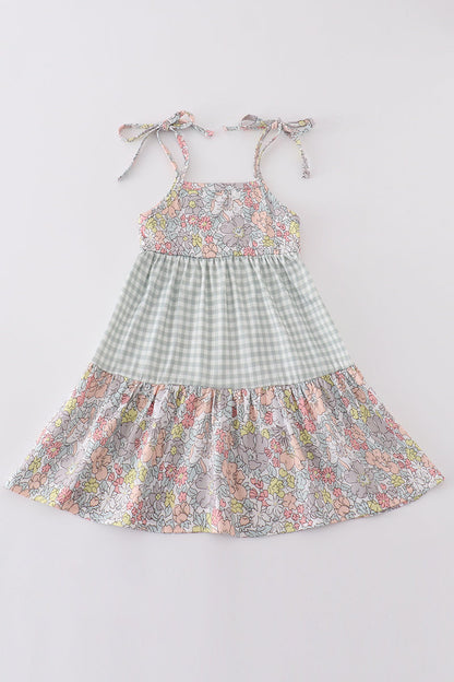 Sage Pastel Floral Harmony Gingham Mommy & Me Matching Dress Set | Mother Daughter Boutique Outfit