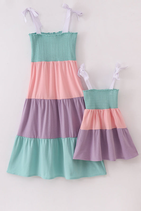 Multicolor Tiered Smocked Mommy & Me Matching Dress Set | Mother Daughter Boutique Summer Outfit