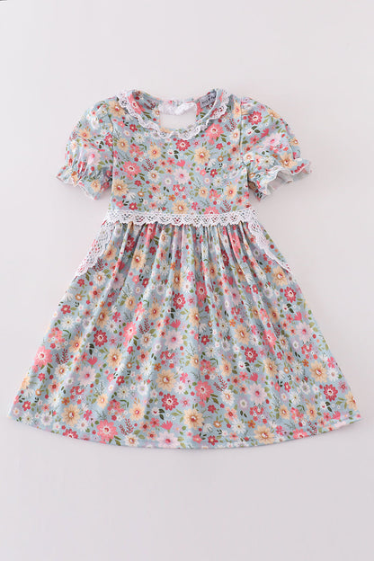 Green Daisy Print Mommy & Me Matching Dress Set | Mother Daughter Floral Boutique Outfit