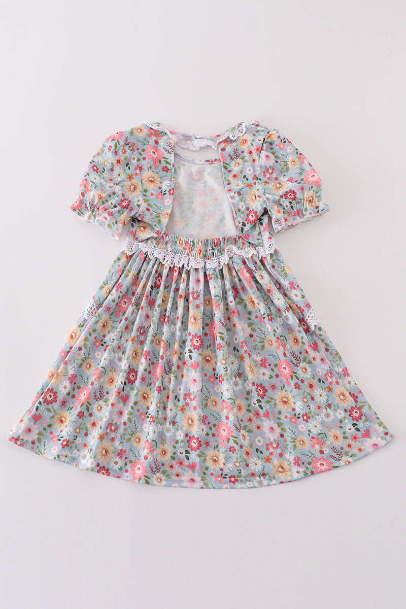 Green Daisy Print Mommy & Me Matching Dress Set | Mother Daughter Floral Boutique Outfit