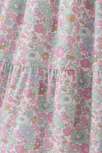 Mint Pink Floral Print Tiered Mommy & Me Matching Dress Set | Mother Daughter Boutique Outfit