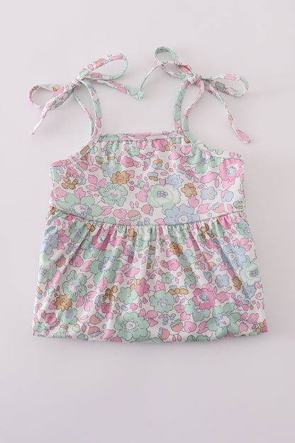 Mint Pink Floral Print Tiered Mommy & Me Matching Dress Set | Mother Daughter Boutique Outfit