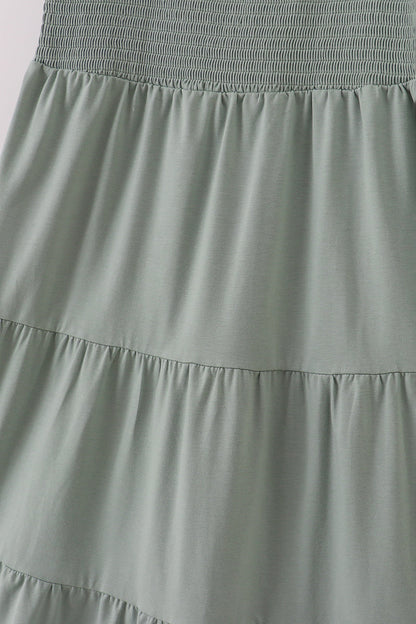 Sage Green Smocked Tiered Maxi Dress for Women | Casual Boho Mom Dress | Comfortable Flowy Spring & Summer Outfit