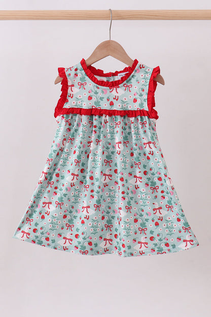 Strawberry Goose Ruffle Dress | Baby Girl Boutique Dress | Sweet Floral Summer Dress for Toddlers & Girls
