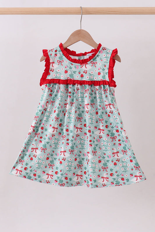 Strawberry Goose Ruffle Dress | Baby Girl Boutique Dress | Sweet Floral Summer Dress for Toddlers & Girls