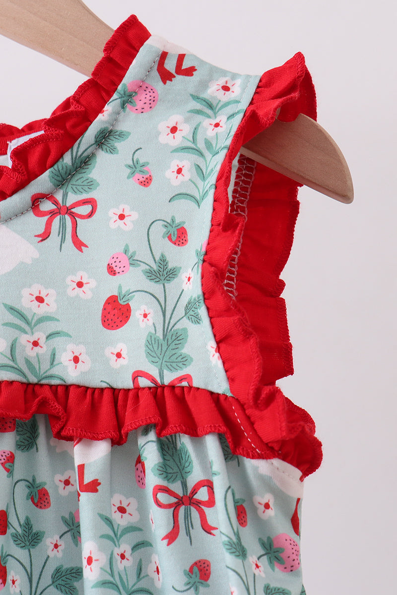 Strawberry Goose Ruffle Dress | Baby Girl Boutique Dress | Sweet Floral Summer Dress for Toddlers & Girls