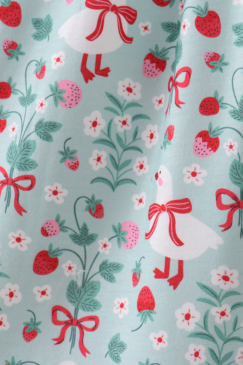 Strawberry Goose Ruffle Dress | Baby Girl Boutique Dress | Sweet Floral Summer Dress for Toddlers & Girls