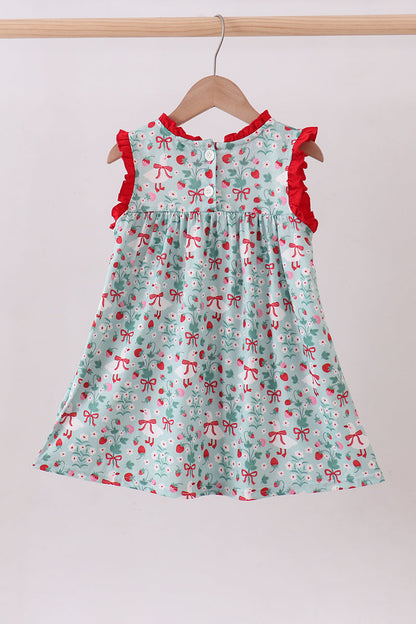 Strawberry Goose Ruffle Dress | Baby Girl Boutique Dress | Sweet Floral Summer Dress for Toddlers & Girls
